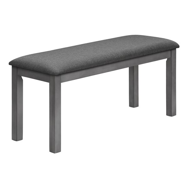 Banc de salle à manger rectangulaire de Monarch Specialties 42 po L tissu gris foncé et structure en bois gris délavé