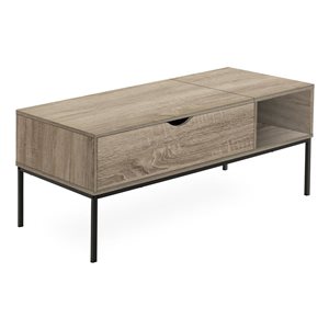 Monarch Specialties 42 x 20-in Dark Taupe and Black Metal Frame Lift-top Coffee Table