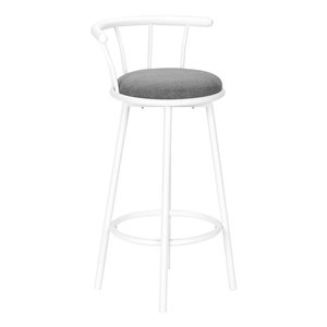 Monarch Specialties 37-in H White Frame and Grey Fabric Swivel BarStools - Set of 2