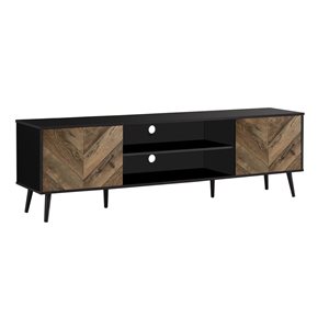 Monarch Specialties 72-in Black and Wood Look Laminate TV Stand and Media Console