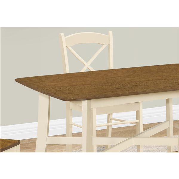 Table de salle à manger rectangulaire de style campagnard en chêne et crème de Monarch Specialties, 48 ​​po