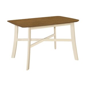 Table de salle à manger rectangulaire de style campagnard en chêne et crème de Monarch Specialties, 48 ​​po