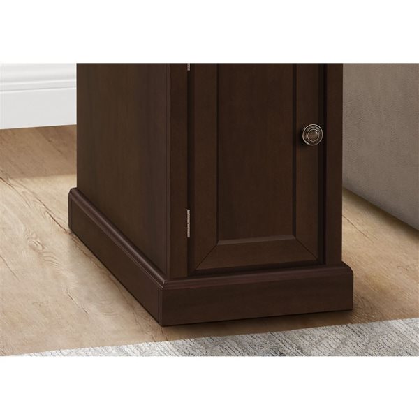 Monarch Specialties 21.75 D x 11.75-in W Espresso Veneer Traditional Narrow Side Table w/ Drawer and Door