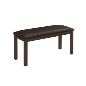 Banc de salle à manger rectangulaire de Monarch Specialties 48 po L similicuir brun foncé et structure en bois espresso