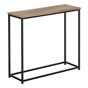 Table console 11,5 p. x 31,5 po l. par Monarch Specialties en stratifié taupe foncé et pieds en métal noir