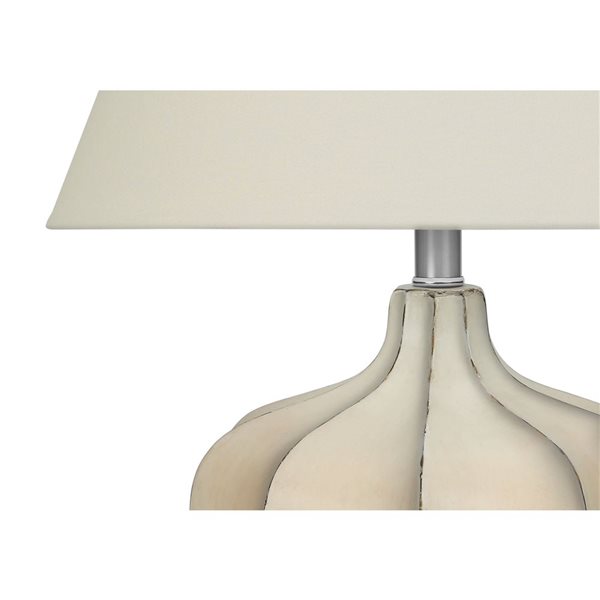 Monarch Specialties 21-in H Cream Fabric Shade and Resin Base Transitional Table Lamp