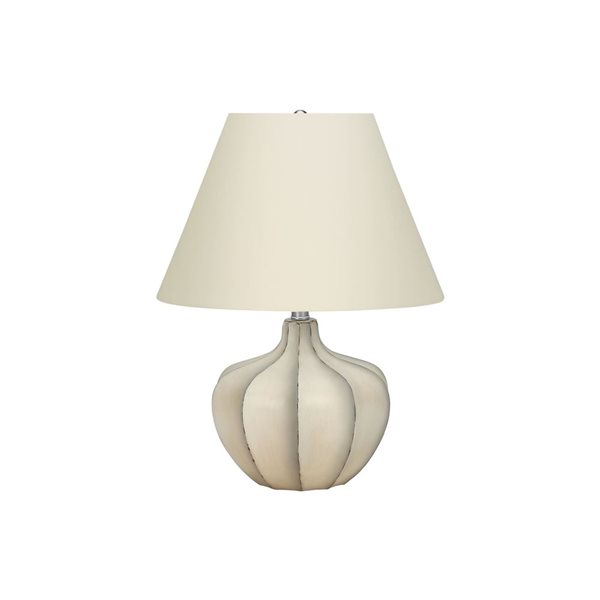 Monarch Specialties 21-in H Cream Fabric Shade and Resin Base Transitional Table Lamp