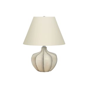 Monarch Specialties 21-in H Cream Fabric Shade and Resin Base Transitional Table Lamp