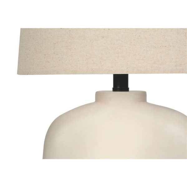 Monarch Specialties 25-in H Beige Fabric Shade and Cream Resin Base Modern Table Lamp