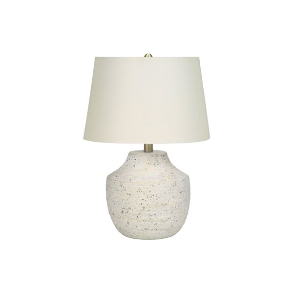 Monarch Specialties 20-in H Cream Fabric Shade and Concret Table Lamp