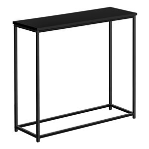 Table console 11,5 p. x 31,5 po l. par Monarch Specialties en stratifié noir et pieds en métal noir