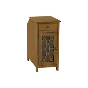 Table d'appoint étroite traditionnelle Monarch Specialties 21,75 p. x 11,75 po l. placage taupe foncé, porte et tiroir