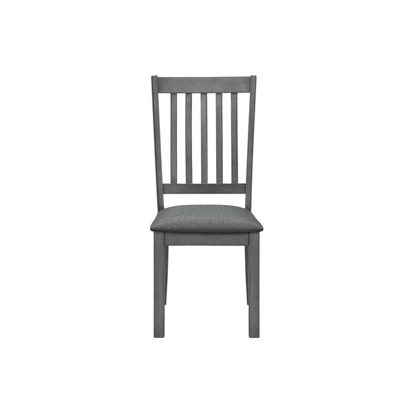 Monarch Specialties Grey Upholstered Ladder-Back Dining Chairs w/ Washed Grey Wooden Frame - Set of 2