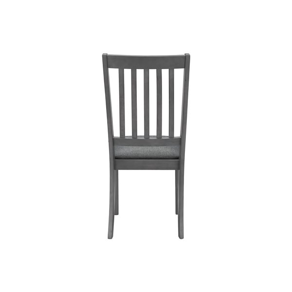 Monarch Specialties Grey Upholstered Ladder-Back Dining Chairs w/ Washed Grey Wooden Frame - Set of 2