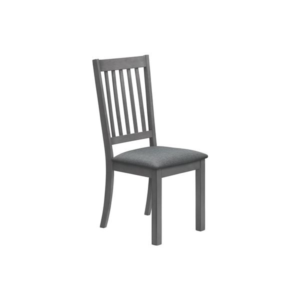 Monarch Specialties Grey Upholstered Ladder-Back Dining Chairs w/ Washed Grey Wooden Frame - Set of 2