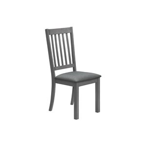 Monarch Specialties Grey Upholstered Ladder-Back Dining Chairs w/ Washed Grey Wooden Frame - Set of 2