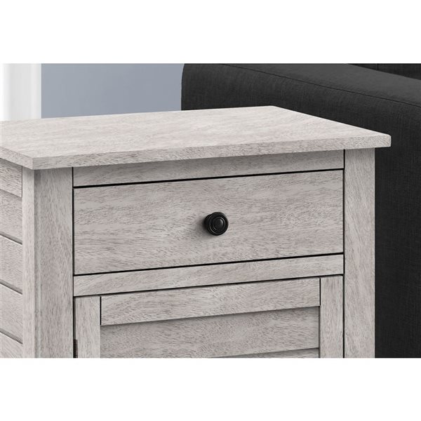 Table d'appoint transitionnelle Monarch Specialties 13,75 p x 20 po l. en placage gris lavé avec tiroir