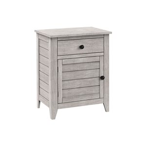 Monarch Specialties 13.75 D x 20-in W Washed Grey Veneer Transitional End Table w/ Drawer