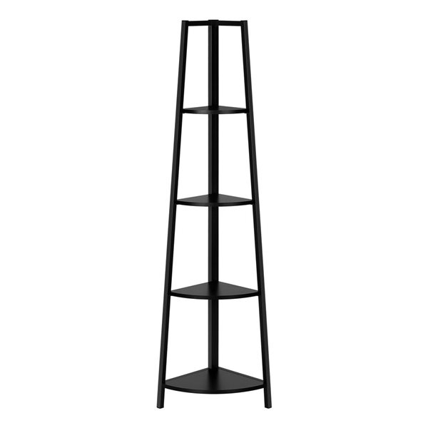 Monarch Specialties 60-in H 4-Tier Black Metal Corner Bookshelf