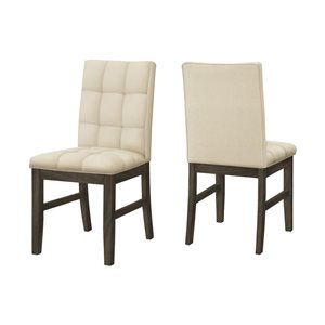 Monarch Specialties Set of 2 37-in Cream Fabric Transitional Dining Chair w/ Gray Wooden Frame