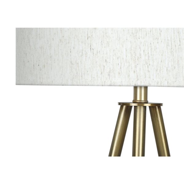 Monarch Specialties 63-in H Ivory Fabric Shade and Brass Metal Base Contemporary Floor Lamp