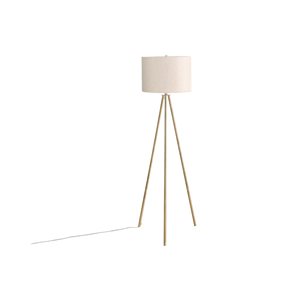 Monarch Specialties 63-in H Ivory Fabric Shade and Brass Metal Base Contemporary Floor Lamp