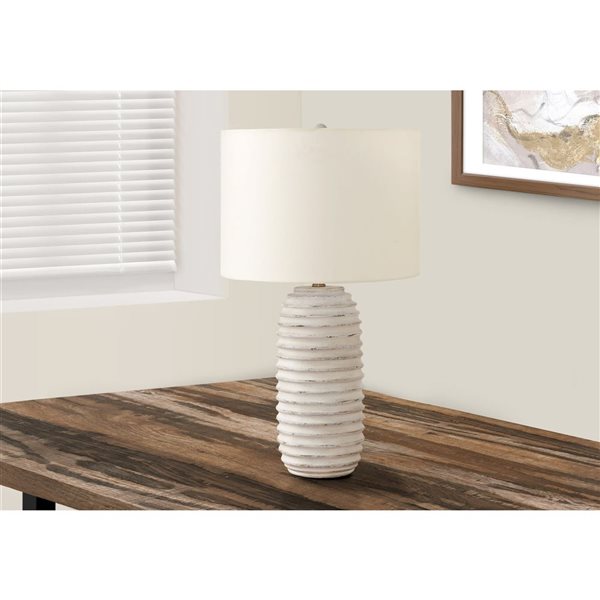 Monarch Specialties 28-in H Cream Fabric Shade and Resin Base Transitional Table Lamp