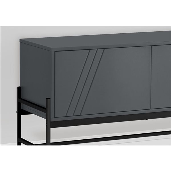 Monarch Specialties 60-in Grey Laminate and Black Metal TV Stand and Media Console