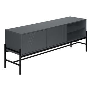 Monarch Specialties 60-in Grey Laminate and Black Metal TV Stand and Media Console