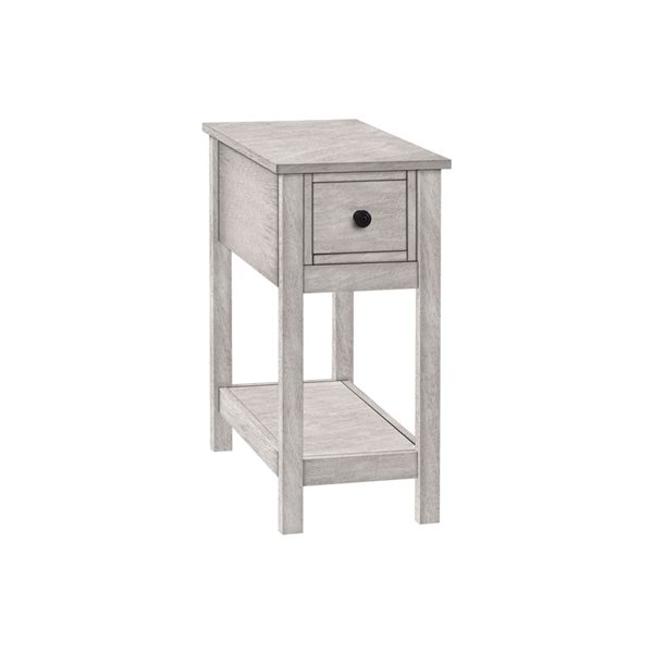 Monarch Specialties 21.75 D x 11.75-in W Washed Grey Veneer Transitional Narrow Side Table w/ Drawer