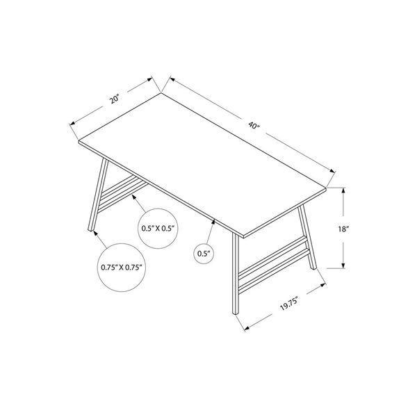 Monarch Specialties 40-in L Grey Laminate Rectangular Coffee Table w/ Black Metal Angled-Leg