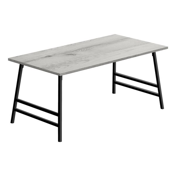 Table basse rectangulaire 40 po L de Monarch Specialties en stratifié gris et pieds angulaires métal noir