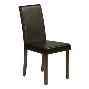 Monarch Specialties Set of 2 37-in H Brown Leathered Look Upholstered Transitional Dining Chair w/ Wooden Base