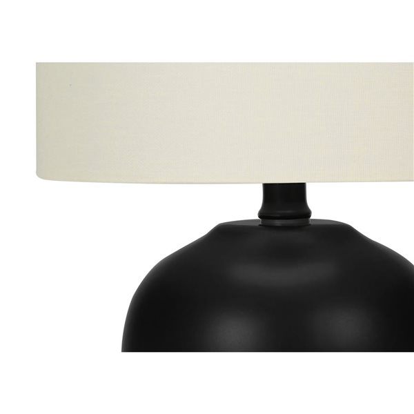 Monarch Specialties 17-in H Ivory Fabric Shade and Black Ceramic Base Transitional Table Lamp