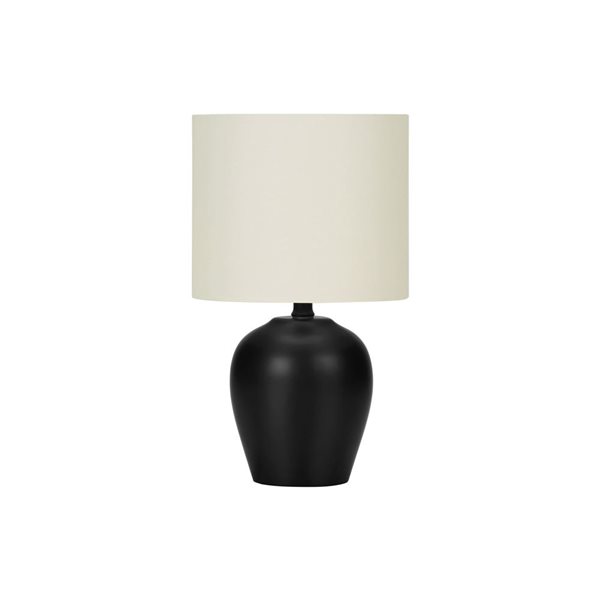 Monarch Specialties 17-in H Ivory Fabric Shade and Black Ceramic Base Transitional Table Lamp