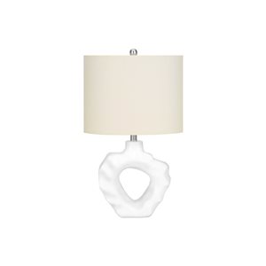 Lampe de table moderne avec abat-jour en tissu crème et base en résine de Monarch Specialties, 25 po de hauteur