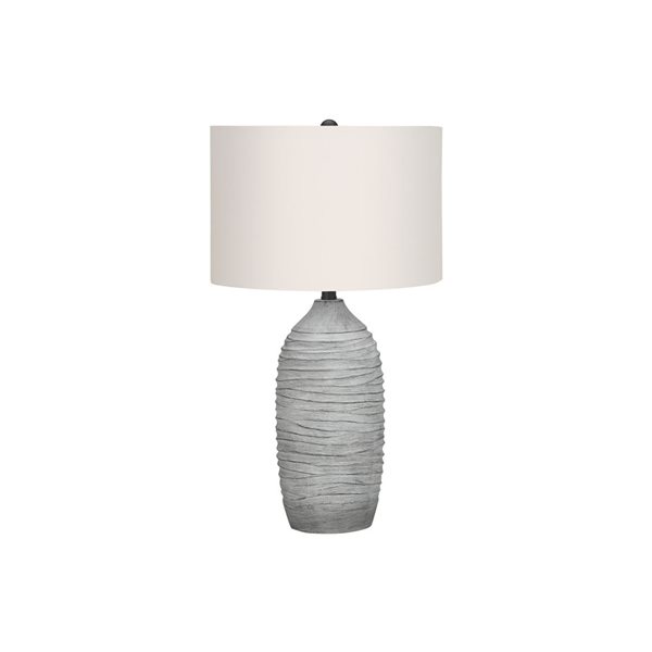 Monarch Specialties 27-in H Ivory Fabric Shade and Gray Resin Base Modern Table Lamp