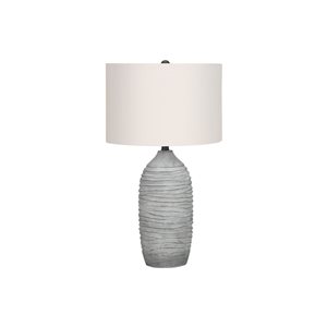 Lampe de table moderne avec abat-jour en tissu ivoire et base en résine grise de Monarch Specialties, 27 po de hauteur