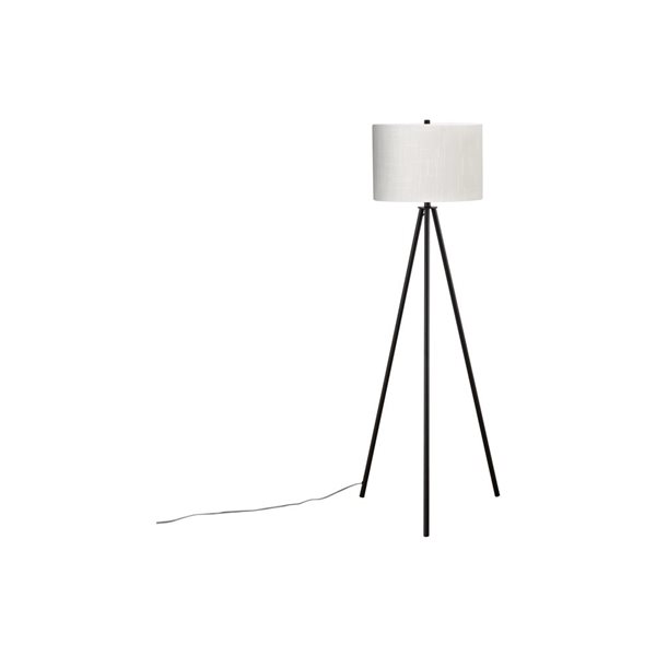 Monarch Specialties 63-in H Ivory Fabric Shade and Black Metal Base Contemporary Floor Lamp