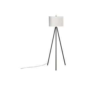 Lampe sur pied contemporaine avec abat-jour en tissu ivoire et base en métal noir de Monarch Specialties, 63 po de hauteur