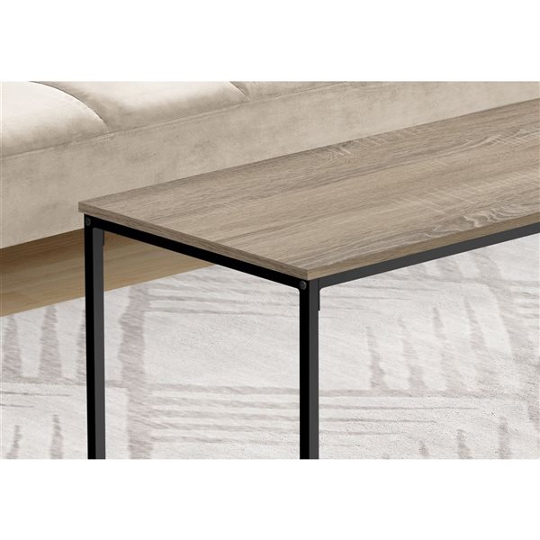 Monarch Specialties 40-in L Brown Laminate Rectangular Coffee Table w/ Black Metal Straight-Legged