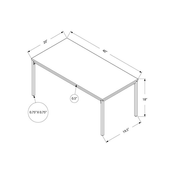 Monarch Specialties 40-in L Brown Laminate Rectangular Coffee Table w/ Black Metal Straight-Legged