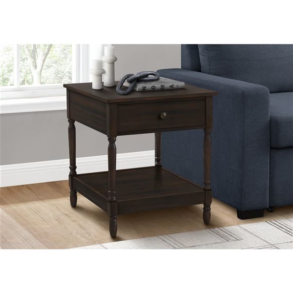 Monarch Specialties 24-in 2-Tier Dark Walnut Veneer Traditional Square End Table