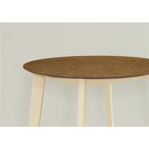 Monarch Specialties 30-in Cream and Oak Wood Veneer Round Dining Table