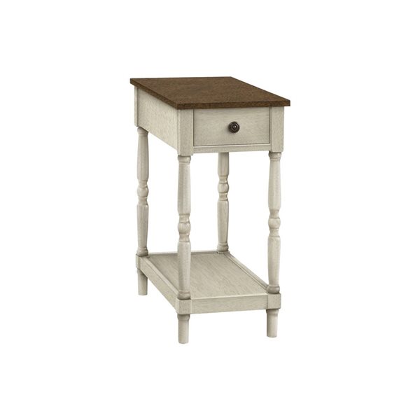 Monarch Specialties 21.75 D x 11.75-in W 2-Tier Antique White Veneer Transitional Narrow End Table