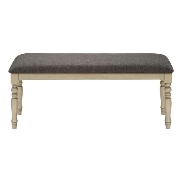 Monarch Specialties 48-in L Antique Grey Rectangular Dining Bench w/ Grey Wood Frame