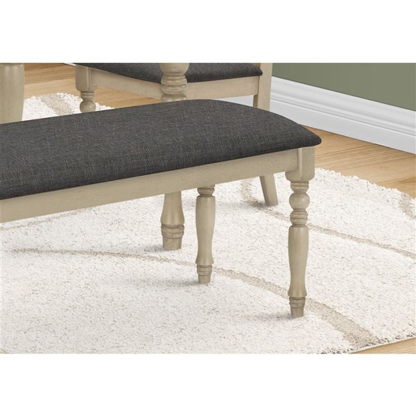 Monarch Specialties 48-in L Antique Grey Rectangular Dining Bench w/ Grey Wood Frame