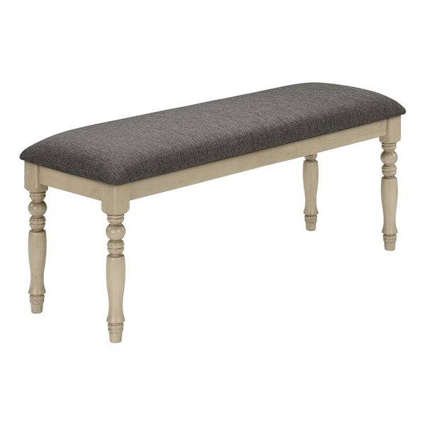 Monarch Specialties 48-in L Antique Grey Rectangular Dining Bench w/ Grey Wood Frame