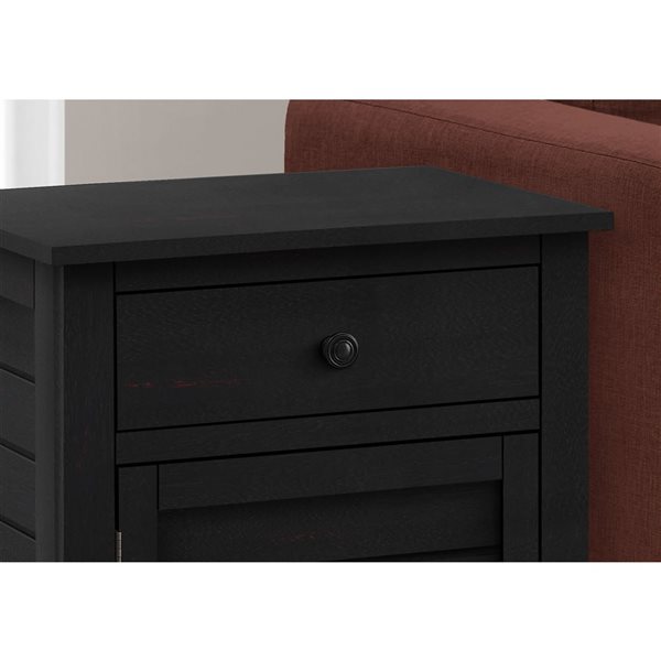 Monarch Specialties 13.75 D x 20-in W Black Veneer Transitional End Table w/ Drawer