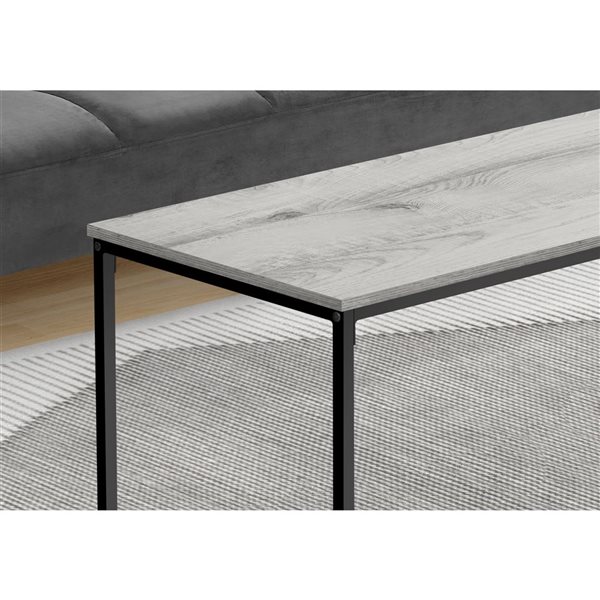 Monarch Specialties 40-in L Grey Laminate Coffee Table w/ Black Metal Straight-Legged